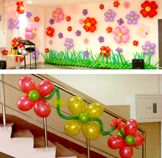 Необычные идеи для украшения зала воздушными шарами на юбилей