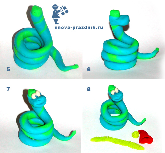 змея из пластилина